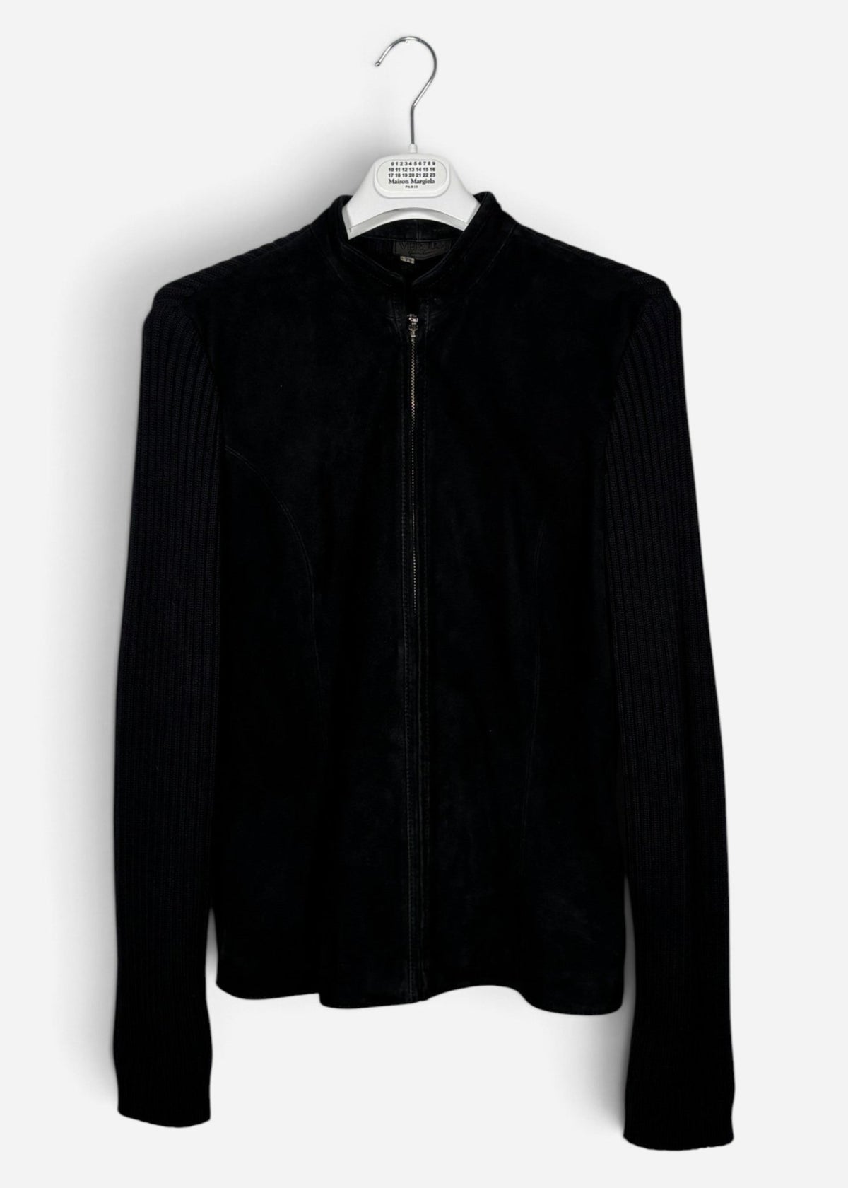 1990's SUEDE LEATHER & WOOL ZIP-UP JACKET. (44 / M) - SEVENUES.