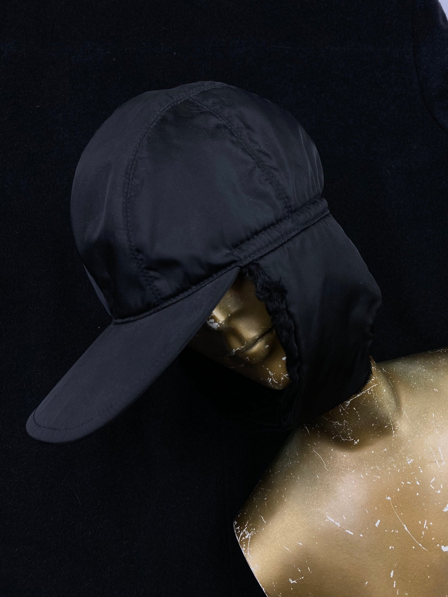 PRADA MILANO F/W 1998 LAMB FUR NYLON TRAPPER HAT. - SEVENUES.