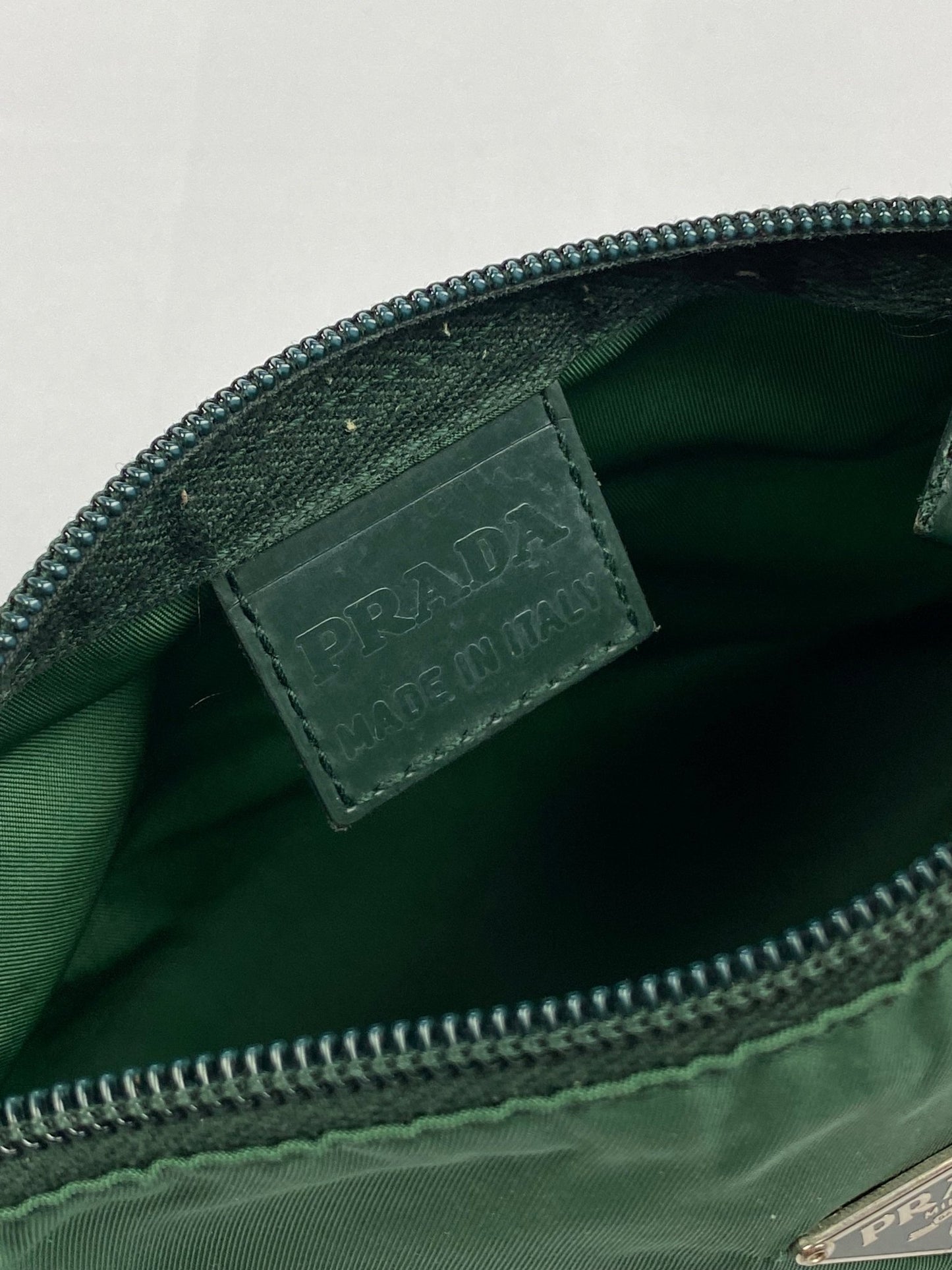 PRADA MILANO GREEN NYLON POUCH. - SEVENUES.