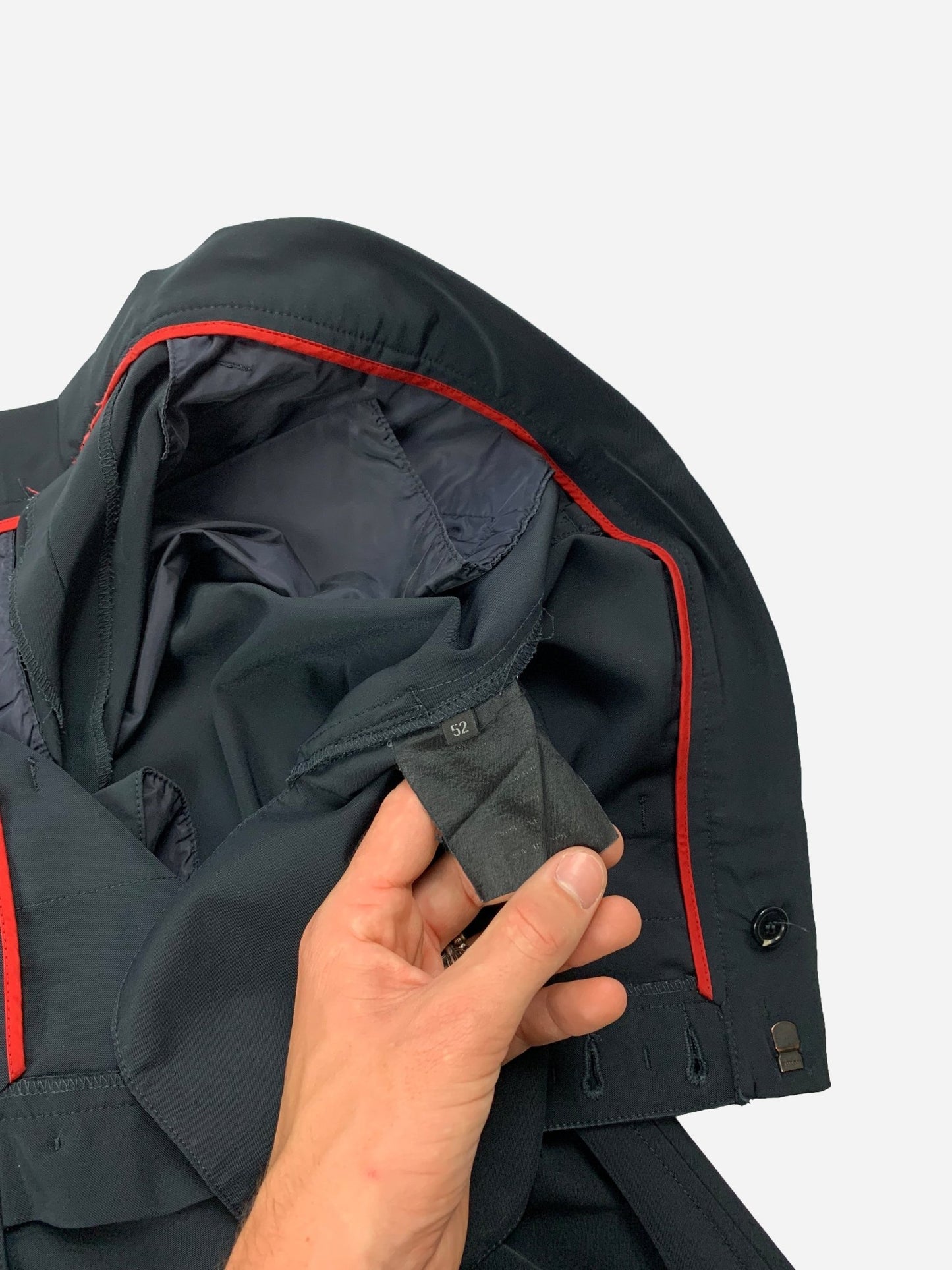 PRADA MILANO LINEA ROSSA GARBADINE NYLON SUIT PANTS. (52 / L) - SEVENUES.