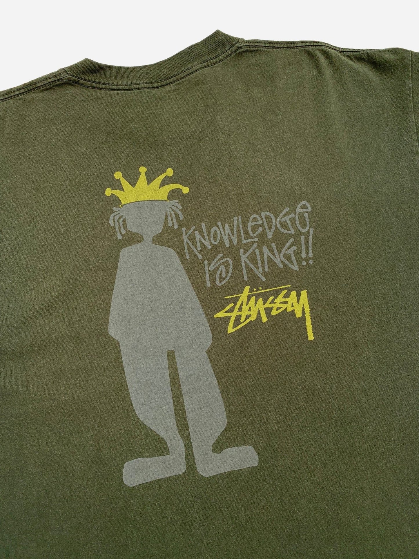 VINTAGE STUSSY 'KNOWLEDGE IS KING' SINGLE STITCH T - SHIRT. (XXL) - SEVENUES.