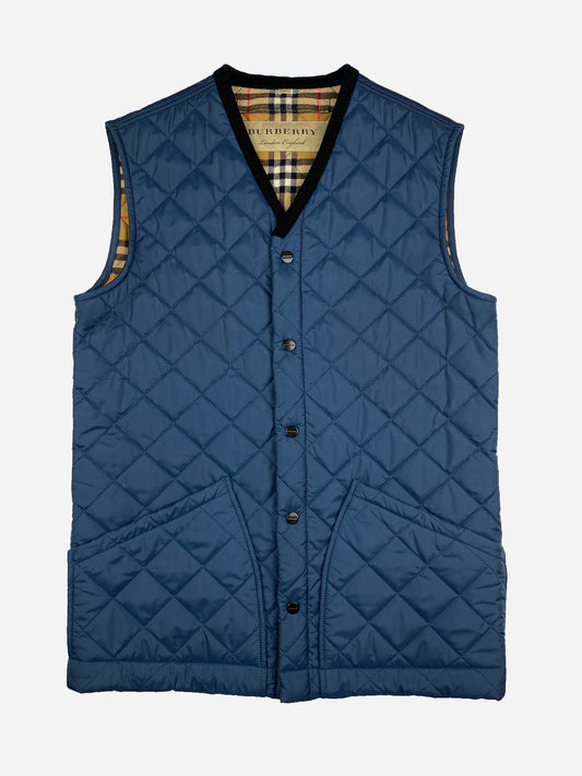 BURBERRY LONDON QUILTED VEST WITH NOVACHECK LINING. (46 / L)
