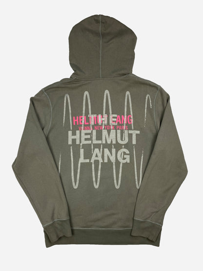 HELMUT LANG 'THE HELMUT LANG' EMBROIDERED HOODED SWEATSHIRT. (XL)