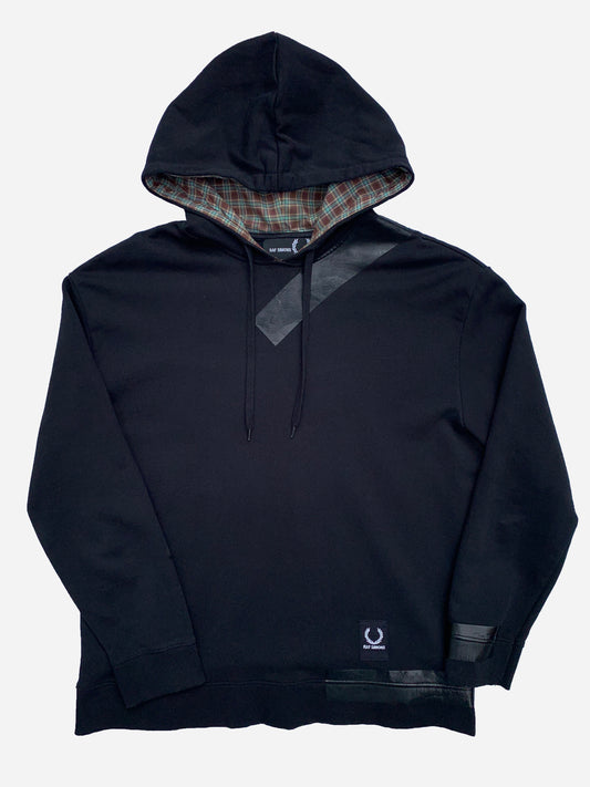 RAF SIMONS X FRED PERRY OVERSIZED TAPE HOODED SWEATSHIRT. (38 / M)