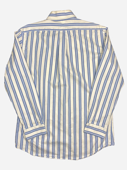 CHRISTIAN DIOR STRIPED LOGO EMBROIDERY BUTTON UP SHIRT. (S)