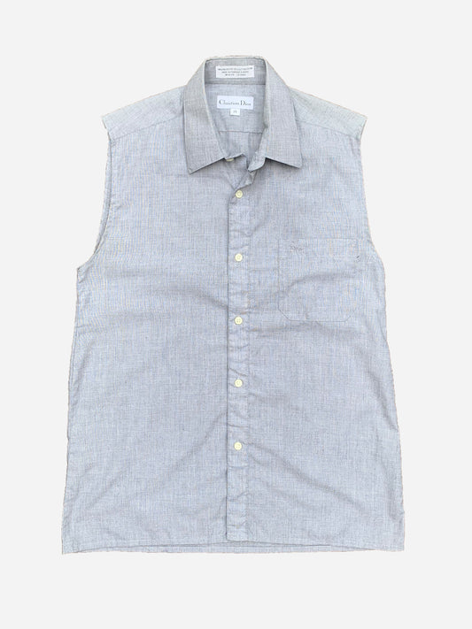 CHRISTIAN DIOR LOGO EMBROIDERY SLEEVELESS BUTTON UP VEST. (S)