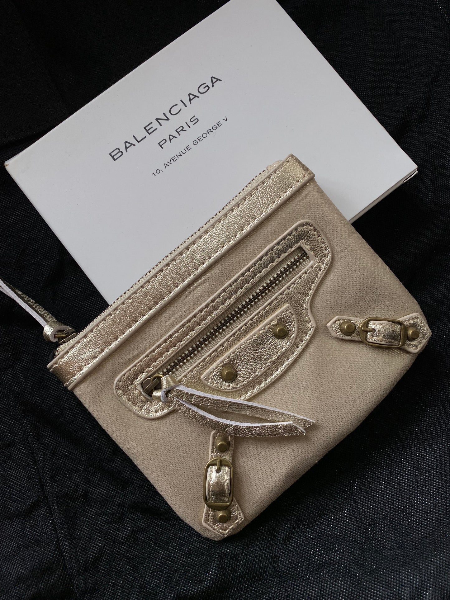 BALENCIAGA PARIS GOLD POCHETTE.