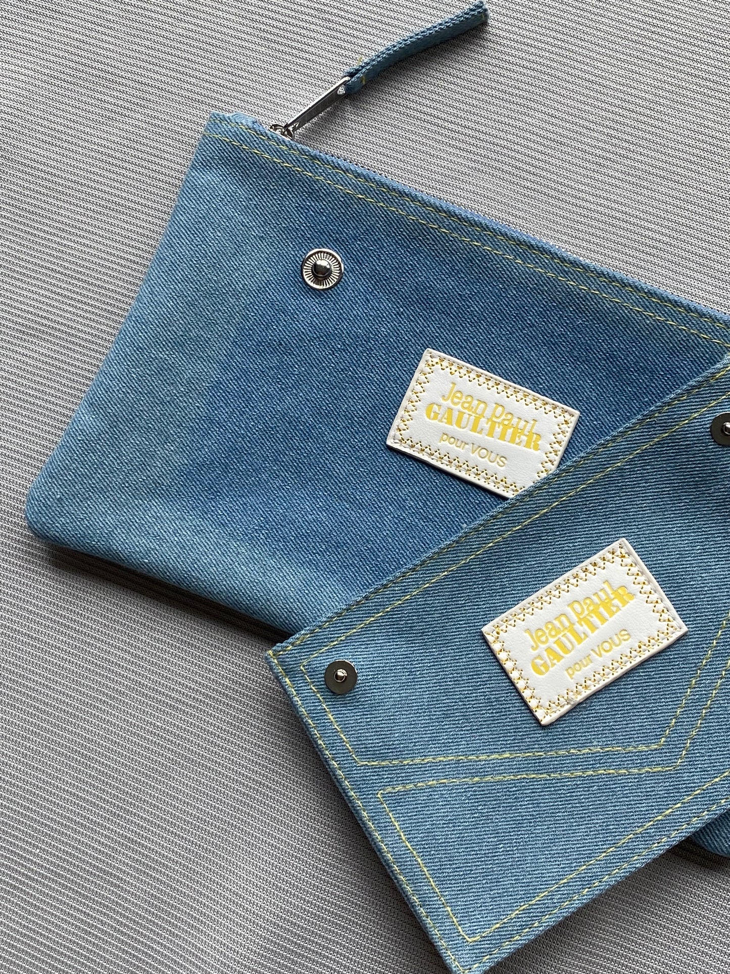 JEAN PAUL GAULTIER 'POUR VOUS' DENIM POUCH.