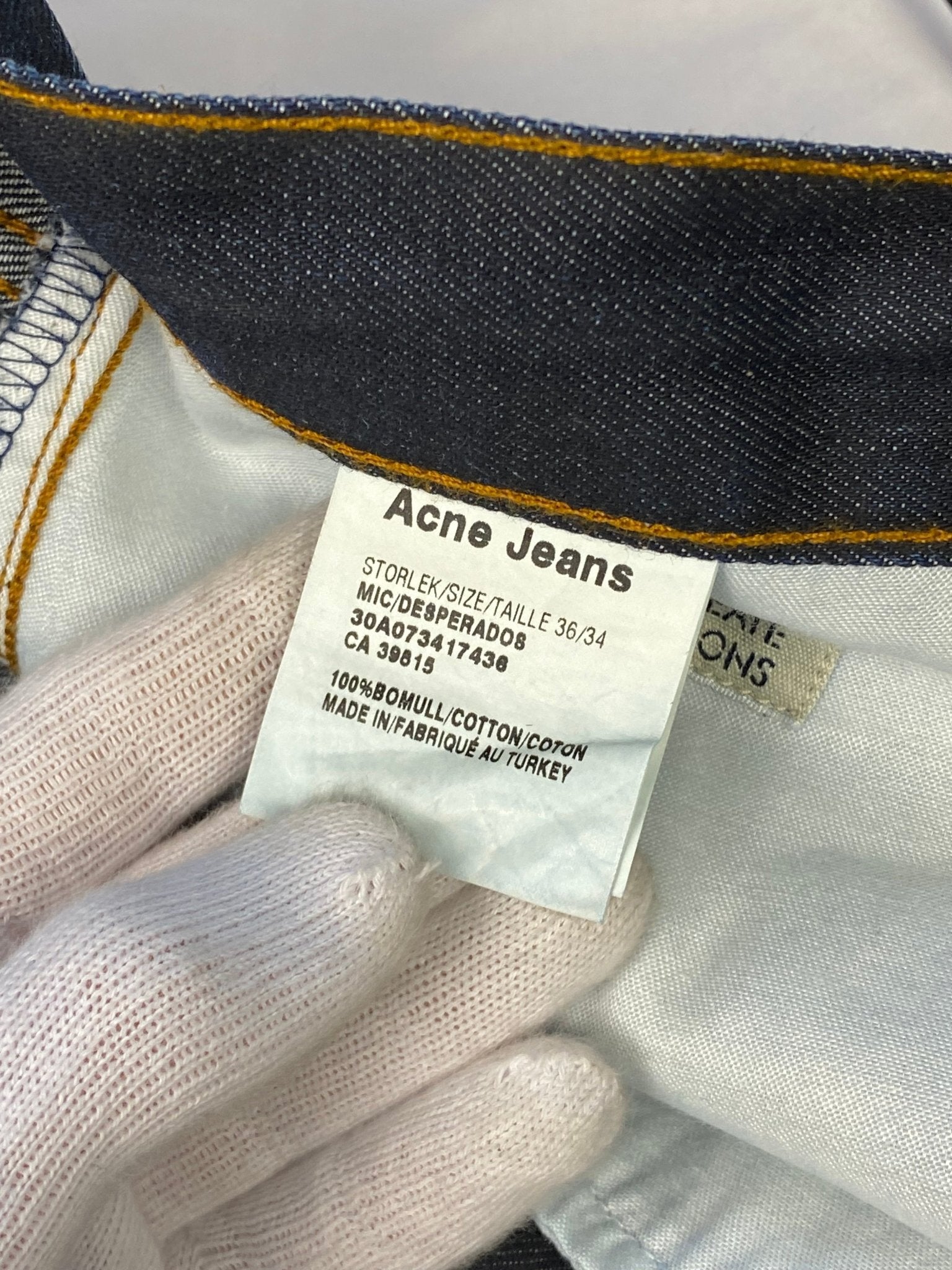 ACNE JEANS 'DESPERADOS' INDIGO STRAIGHT DENIM. (36 / 34) - SEVENUES.