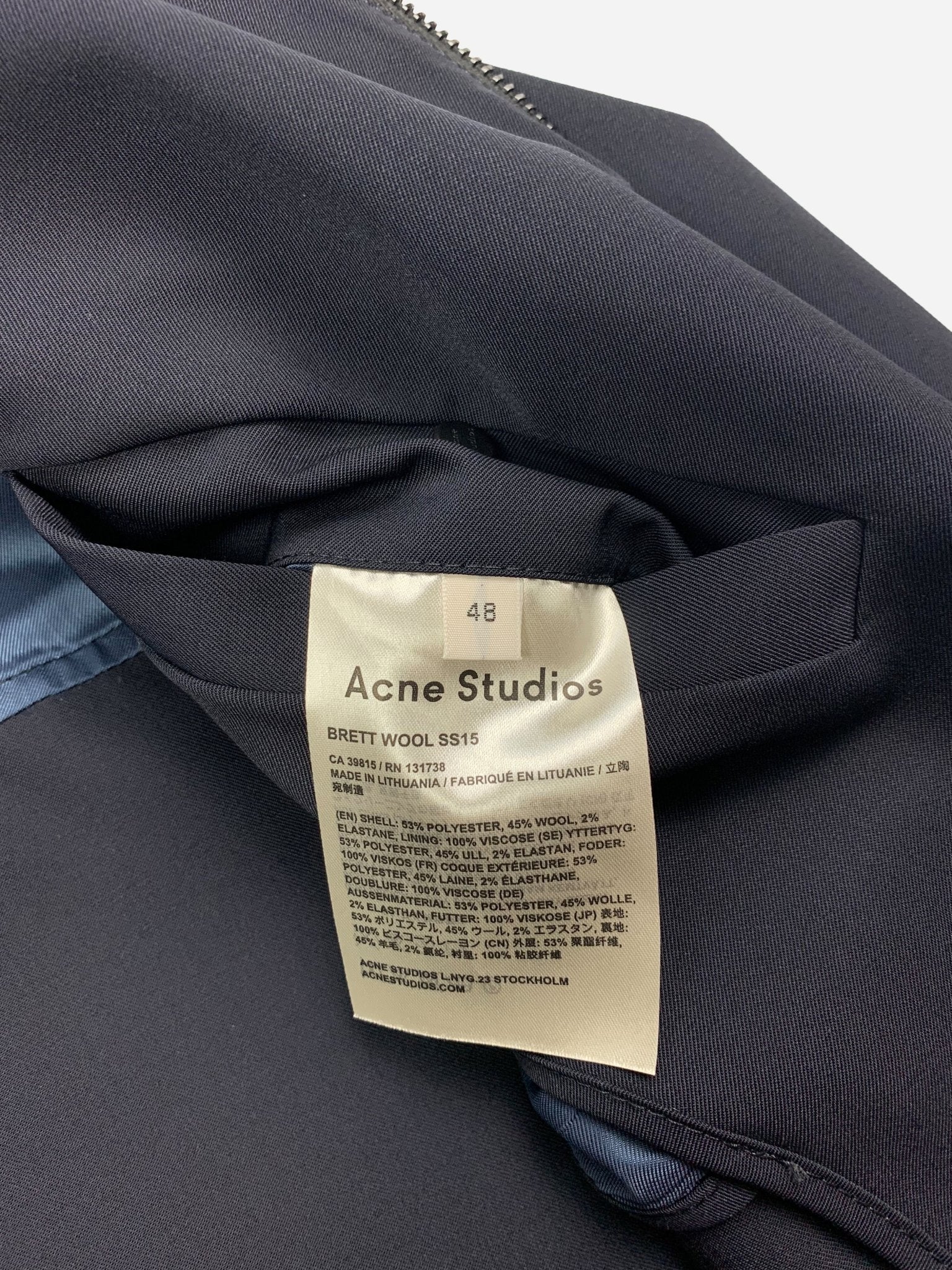 ACNE STUDIOS 'BRETT WOOL' S/S 2015 JACKET. (48 / M) - SEVENUES.