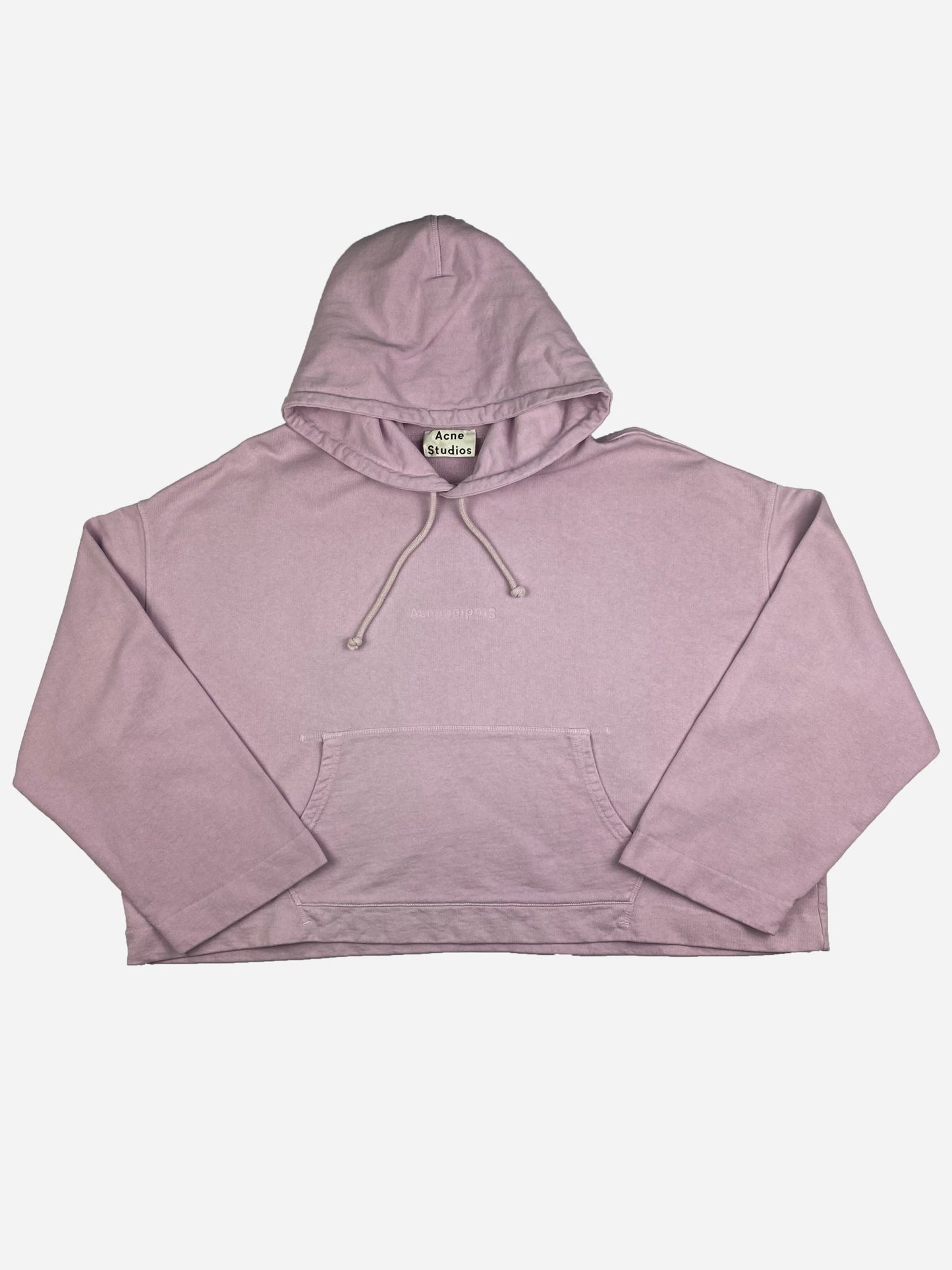 ACNE STUDIOS 'JOGHY EMBOSS' LOGO CROPPED HOODIE. (L) - SEVENUES.