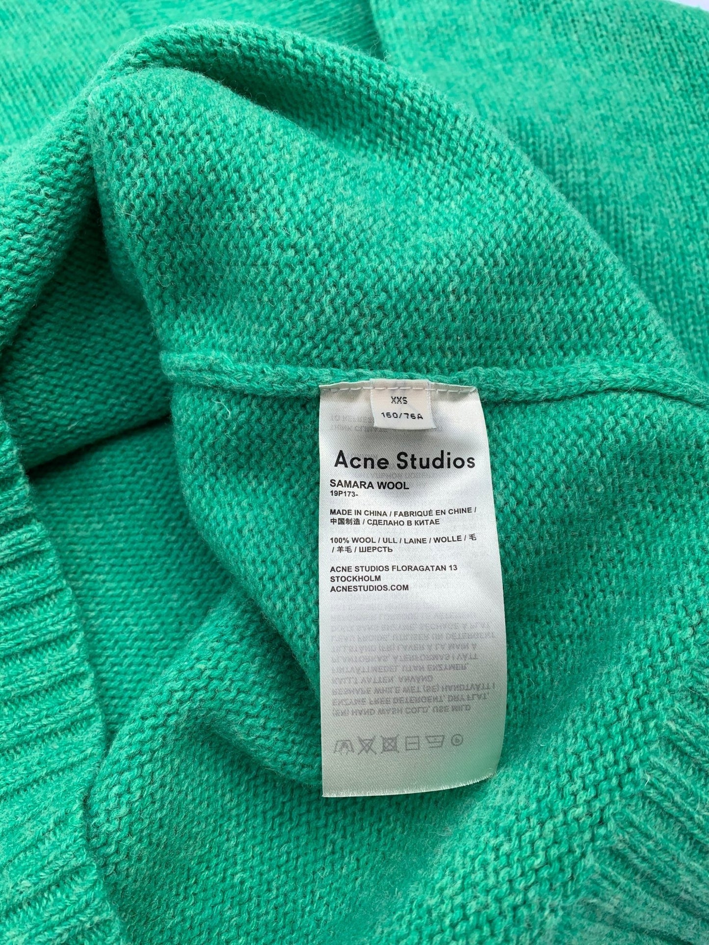 ACNE STUDIOS SAMARA WOOL KNIT JUMPER GREEN. (XXS) - SEVENUES.