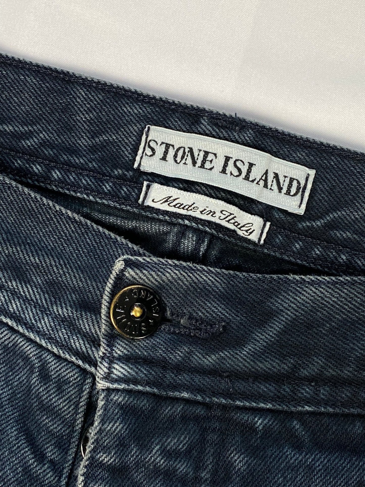 ARCHIVE STONE ISLAND S/S 2002 GREEN PATCH WASHED DENIM. (50 / M) - SEVENUES.