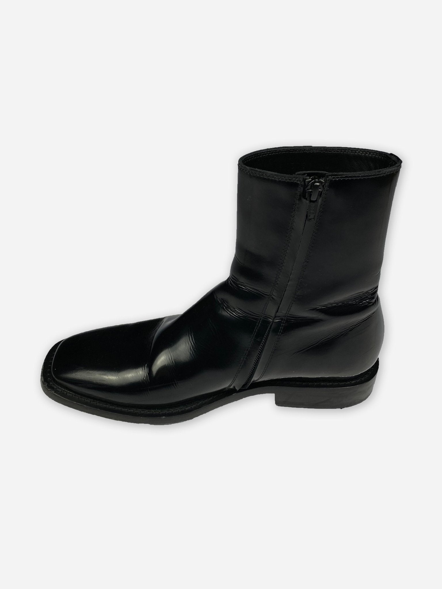 BALENCIAGA LEATHER PLATFORM SIDE - ZIP BOOTS. (40) - SEVENUES.