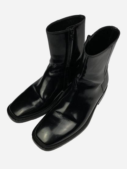 BALENCIAGA LEATHER PLATFORM SIDE - ZIP BOOTS. (40) - SEVENUES.