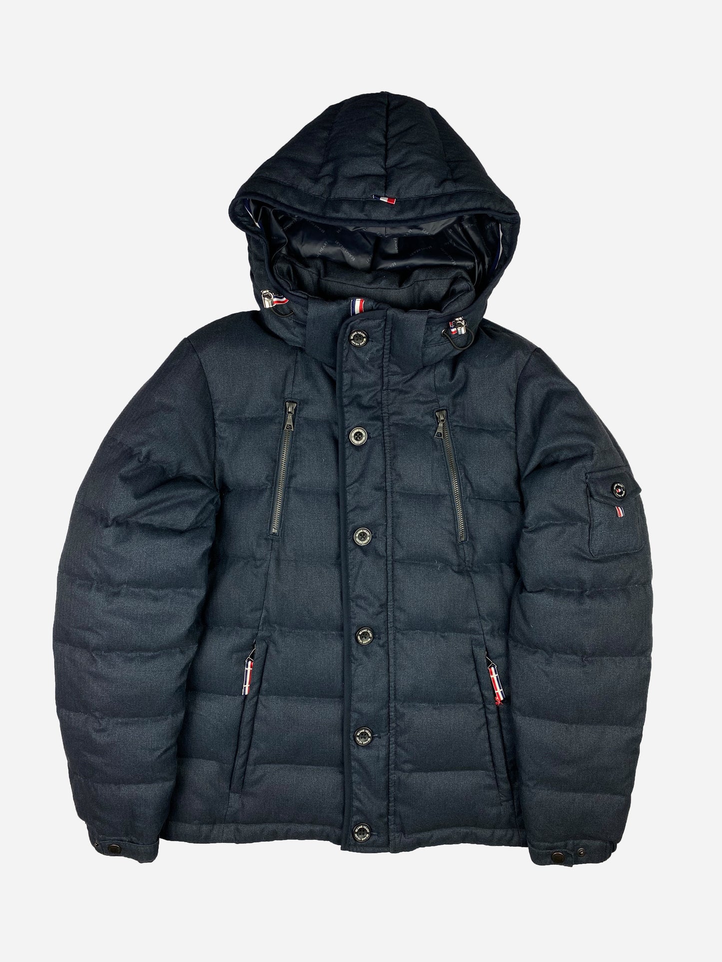 BEAMS HEART HERRINGBONE DOWN JACKET. (M)