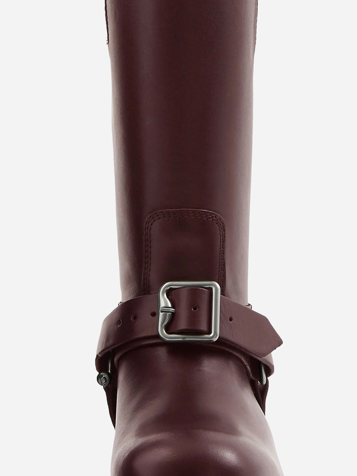 SADDLE BUCKLED LEATHER BOOTS. (43)