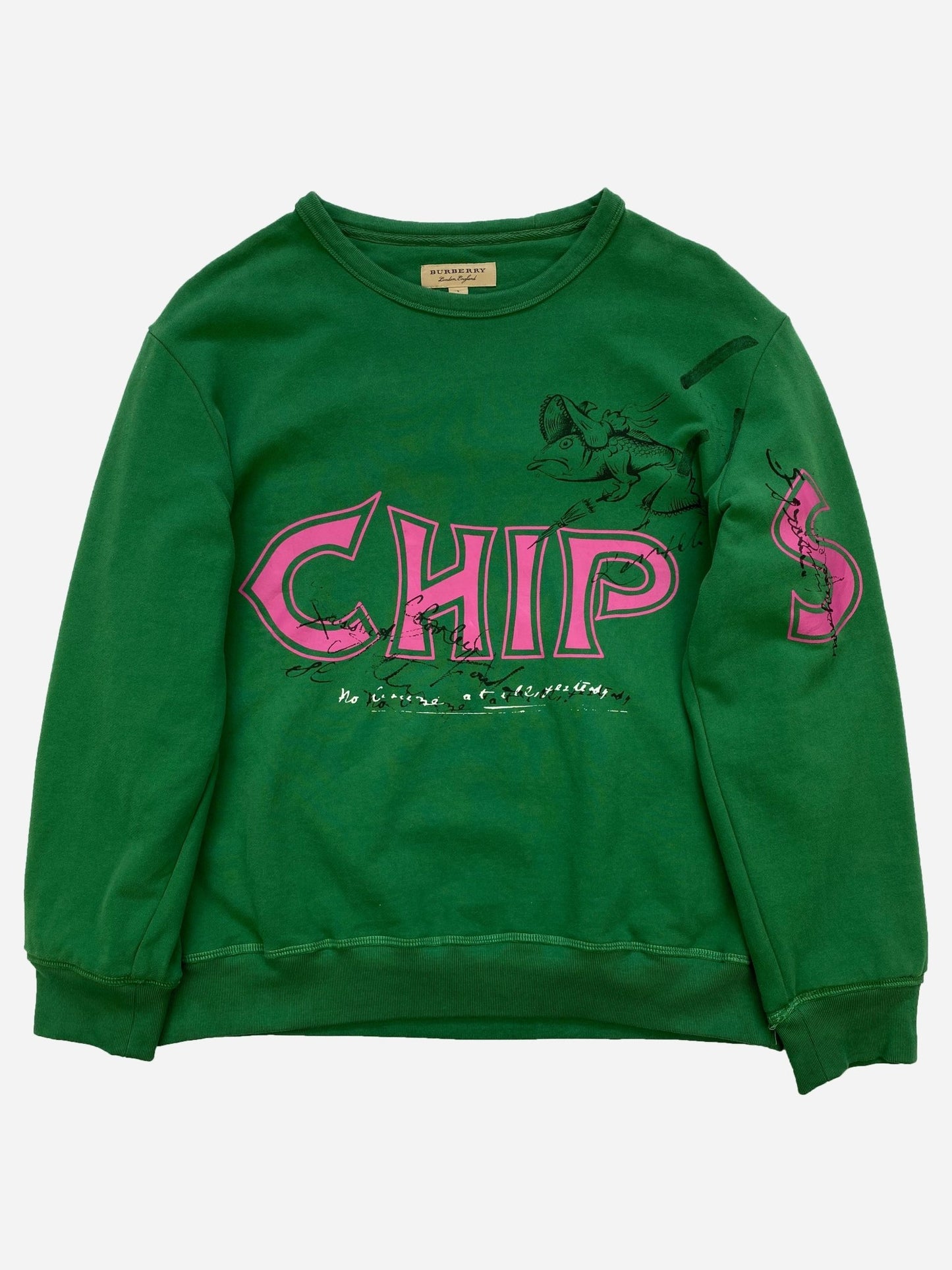 BURBERRY LONDON 'CHIPS' CREWNECK SWEATSHIRT. (L) - SEVENUES.