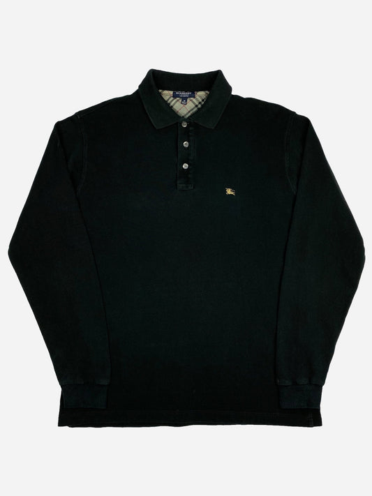 BURBERRY LONDON HORSEMAN LONGSLEEVE PIQUÉ POLOSHIRT. (M) - SEVENUES.