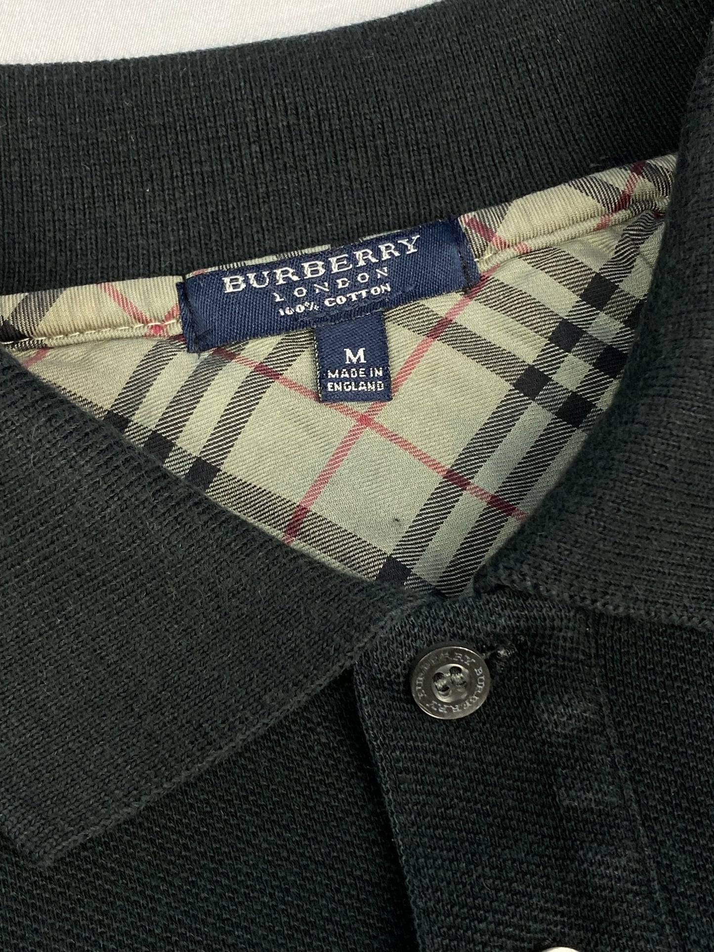 BURBERRY LONDON HORSEMAN LONGSLEEVE PIQUÉ POLOSHIRT. (M) - SEVENUES.