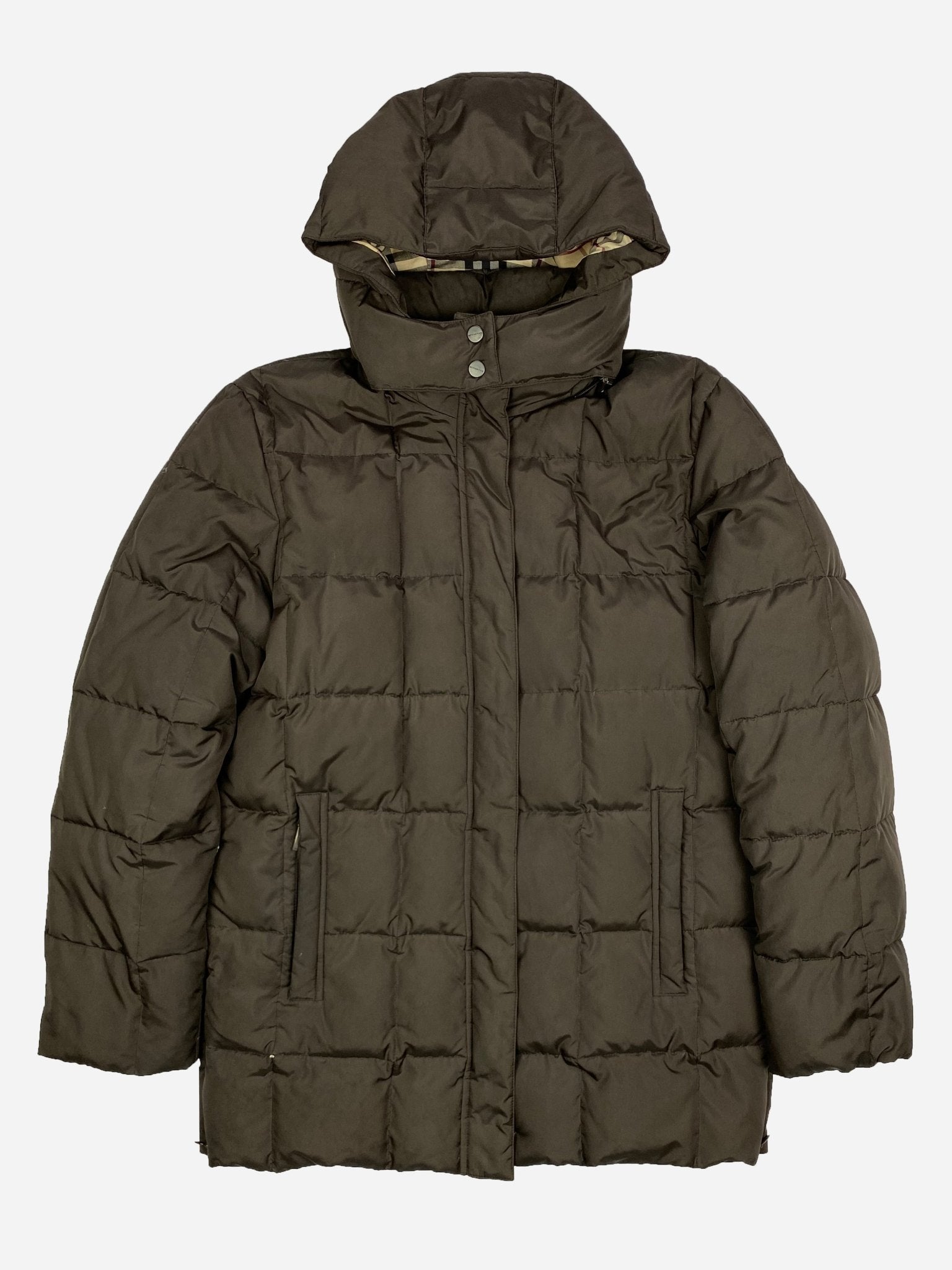 BURBERRY LONDON PUFFER DOWN JACKET WITH NOVACHECK LINING. (36 / S) - SEVENUES.