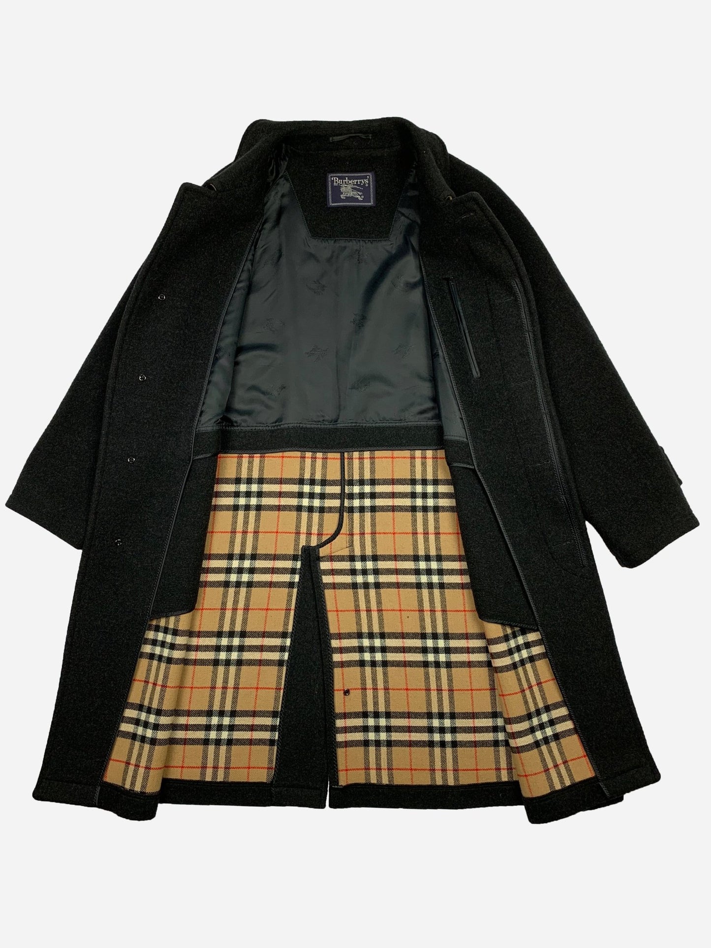 BURBERRY LONDON WOOL TRENCHCOAT WITH NOVACHECK LINING. (XL) - SEVENUES.