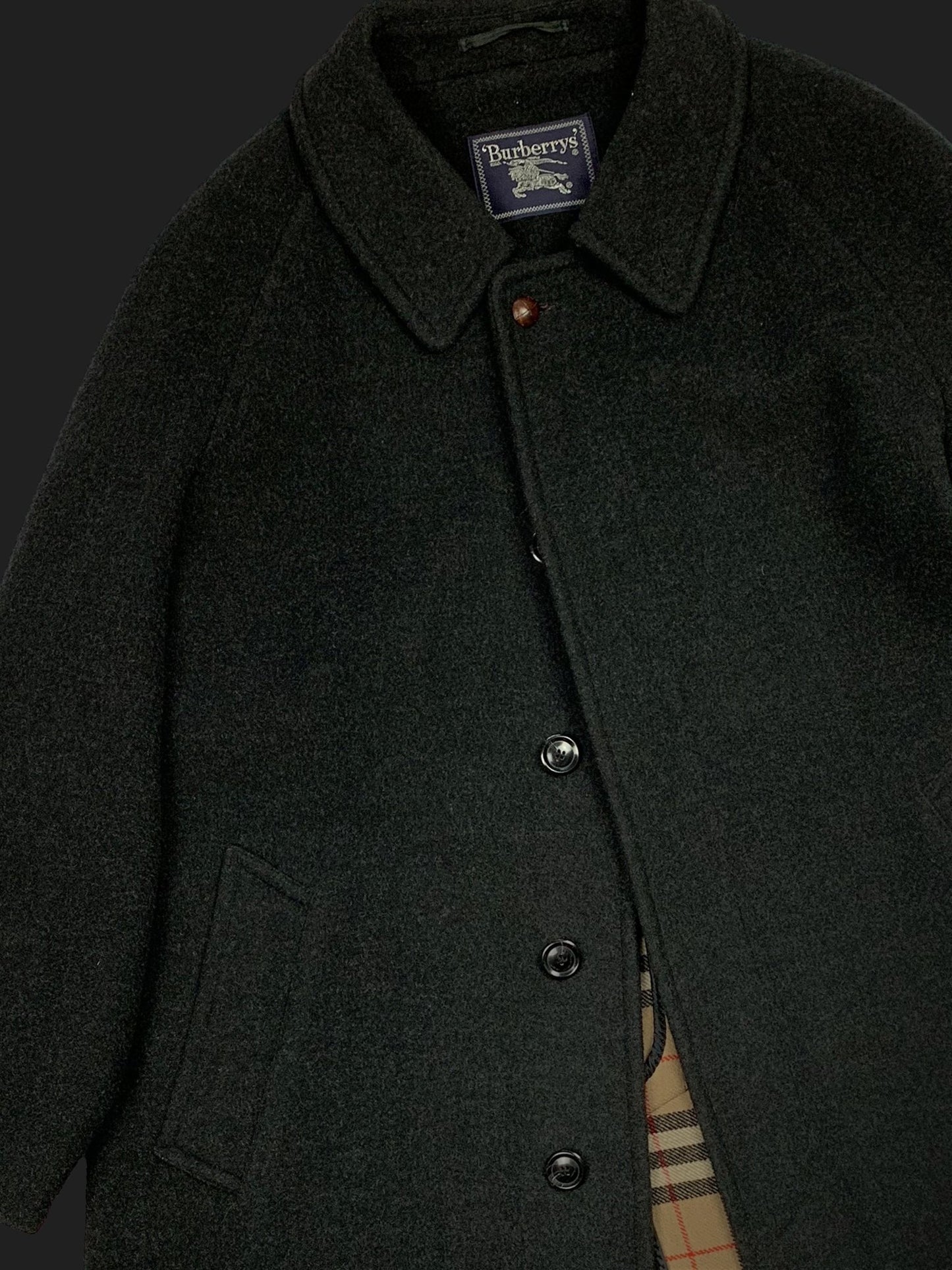 BURBERRY LONDON WOOL TRENCHCOAT WITH NOVACHECK LINING. (XL) - SEVENUES.