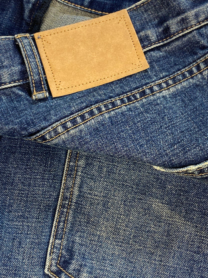 CÉLINE PARIS 'ELEPHANT' WIDE INDIGO DENIM. (L)