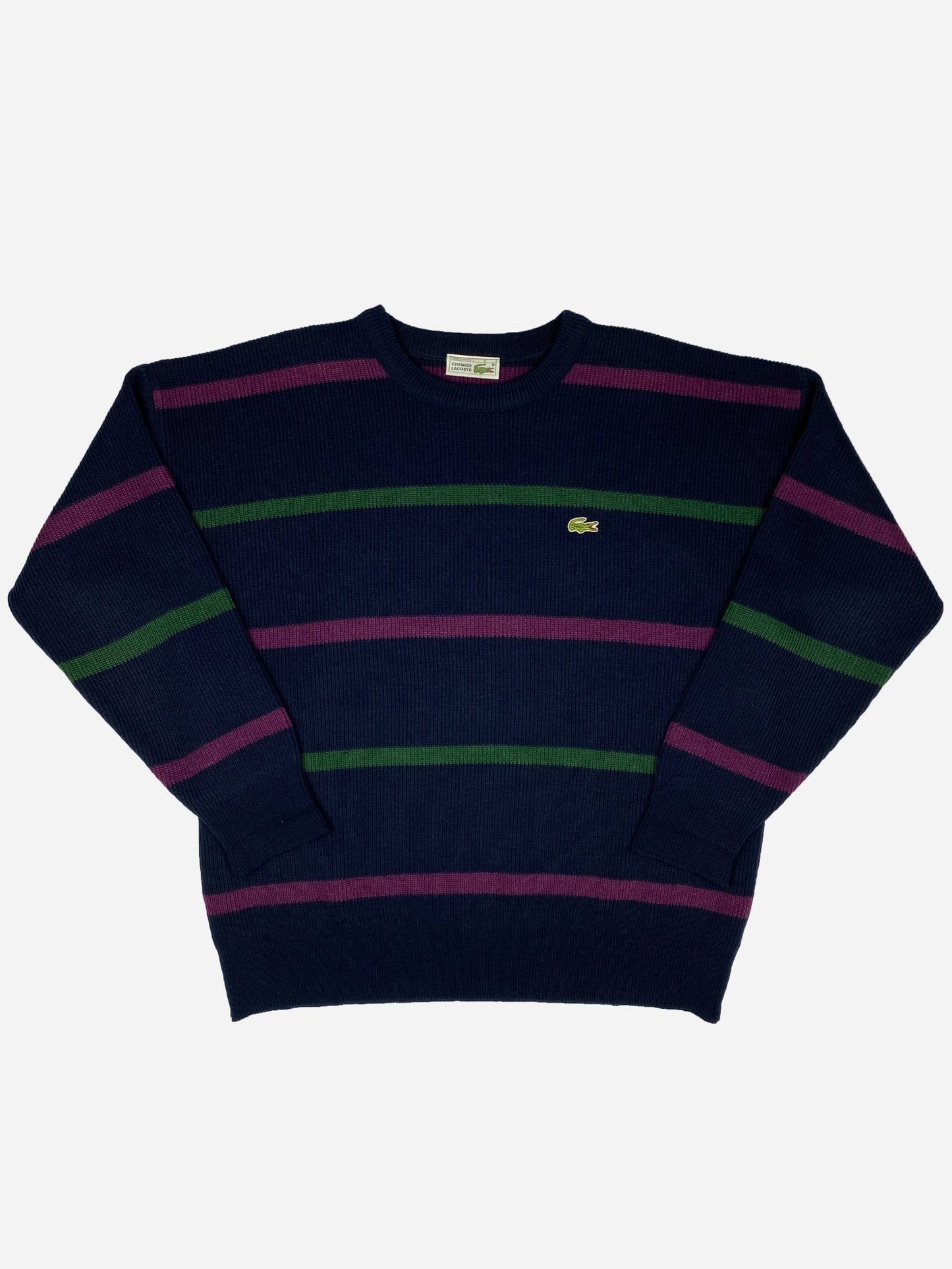 CHEMISE LACOSTE STRIPED KNITWEAR JUMPER. (6 / XL) - SEVENUES.