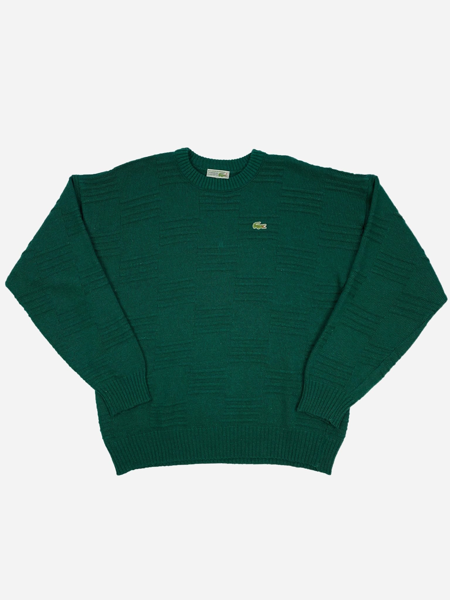 CHEMISE LACOSTE TEXTURED GREEN KNIT JUMPER. (5 / L) - SEVENUES.