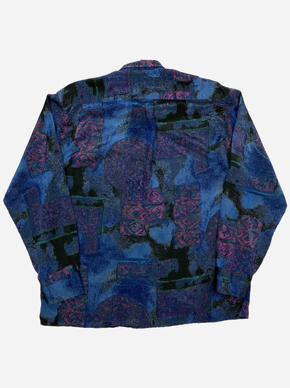 CHRISTIAN DIOR 100% SILK MULTICOLOR BUTTON UP SHIRT. (XL) - SEVENUES.