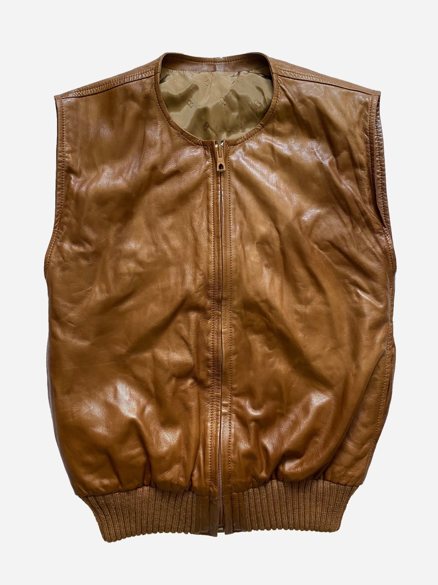 CHRISTIAN DIOR 1990's LEATHER ZIP - UP VEST. (44 / L) - SEVENUES.