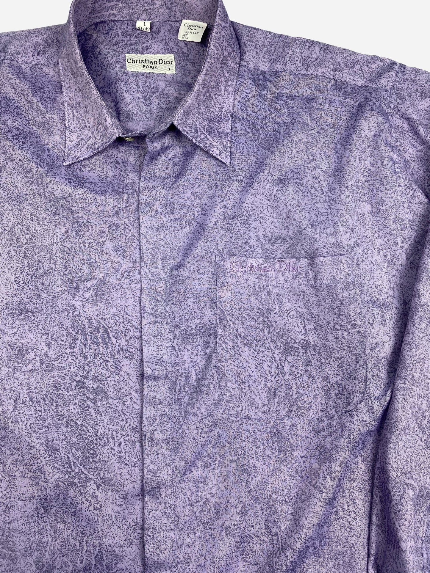 CHRISTIAN DIOR 90's 100% SILK BUTTON UP SHIRT. (L) - SEVENUES.