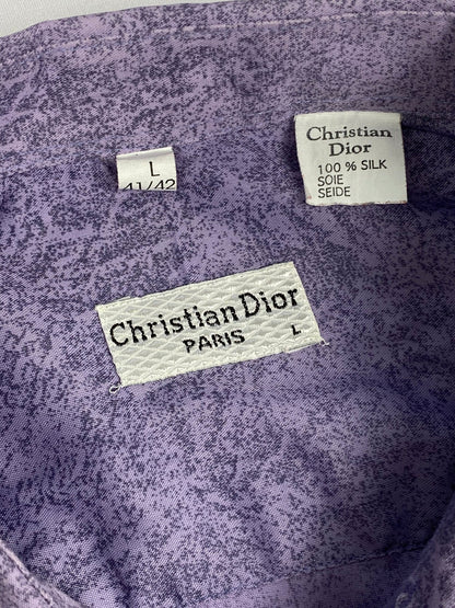 CHRISTIAN DIOR 90's 100% SILK BUTTON UP SHIRT. (L) - SEVENUES.