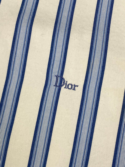 CHRISTIAN DIOR STRIPED LOGO EMBROIDERY BUTTON UP SHIRT. (S) - SEVENUES.