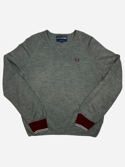 COMME DES GARÇONS SHIRT X FRED PERRY A/W '07 V - NECK KNIT JUMPER. (M) - SEVENUES.