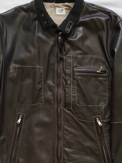 C.P. COMPANY S/S 2007 LEATHER JACKET. (52 / L) - SEVENUES.