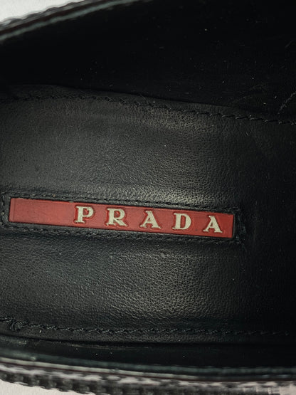 PRADA LINEA ROSSA MONKSTRAP LEATHER DERBYS. (40 1/2)