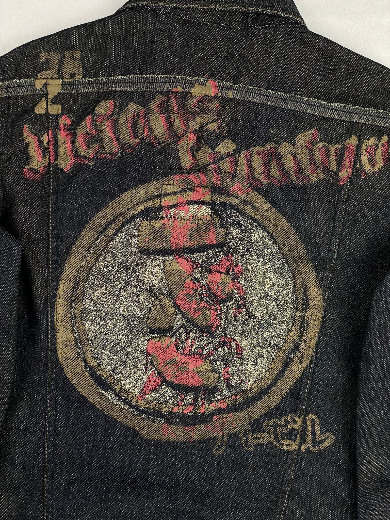 DIESEL RISING SUN 1990's HAND - PAINTED DENIM JACKET. (M) - SEVENUES.