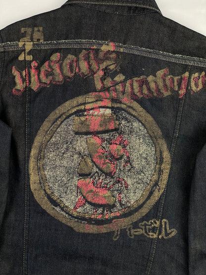 DIESEL RISING SUN 1990's HAND-PAINTED DENIM JACKET. (M)