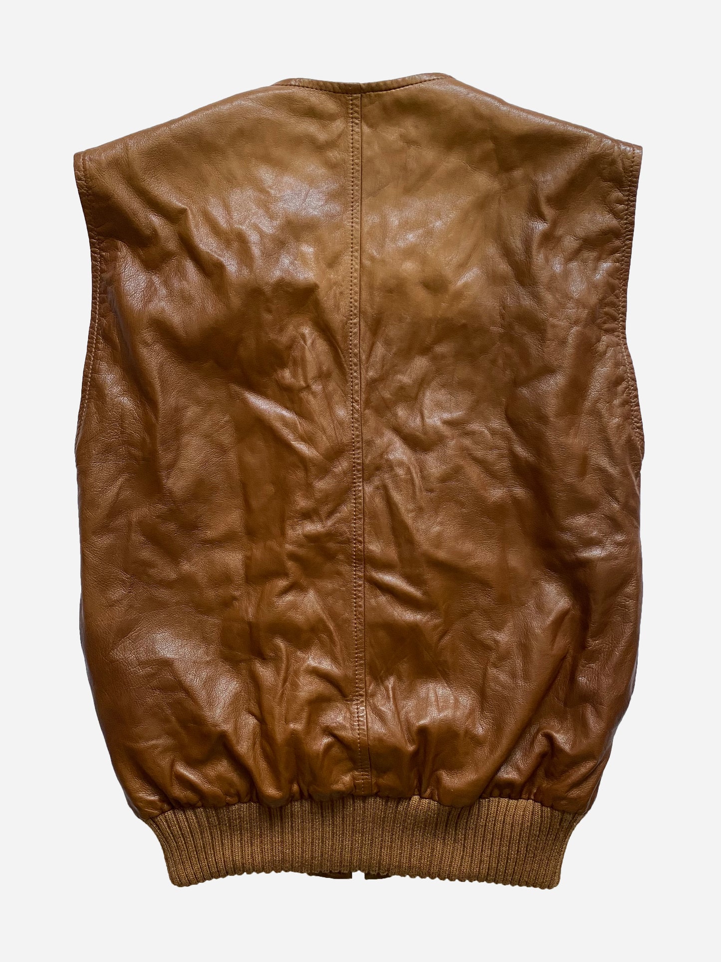 CHRISTIAN DIOR 1990's LEATHER ZIP-UP VEST. (44 / L)