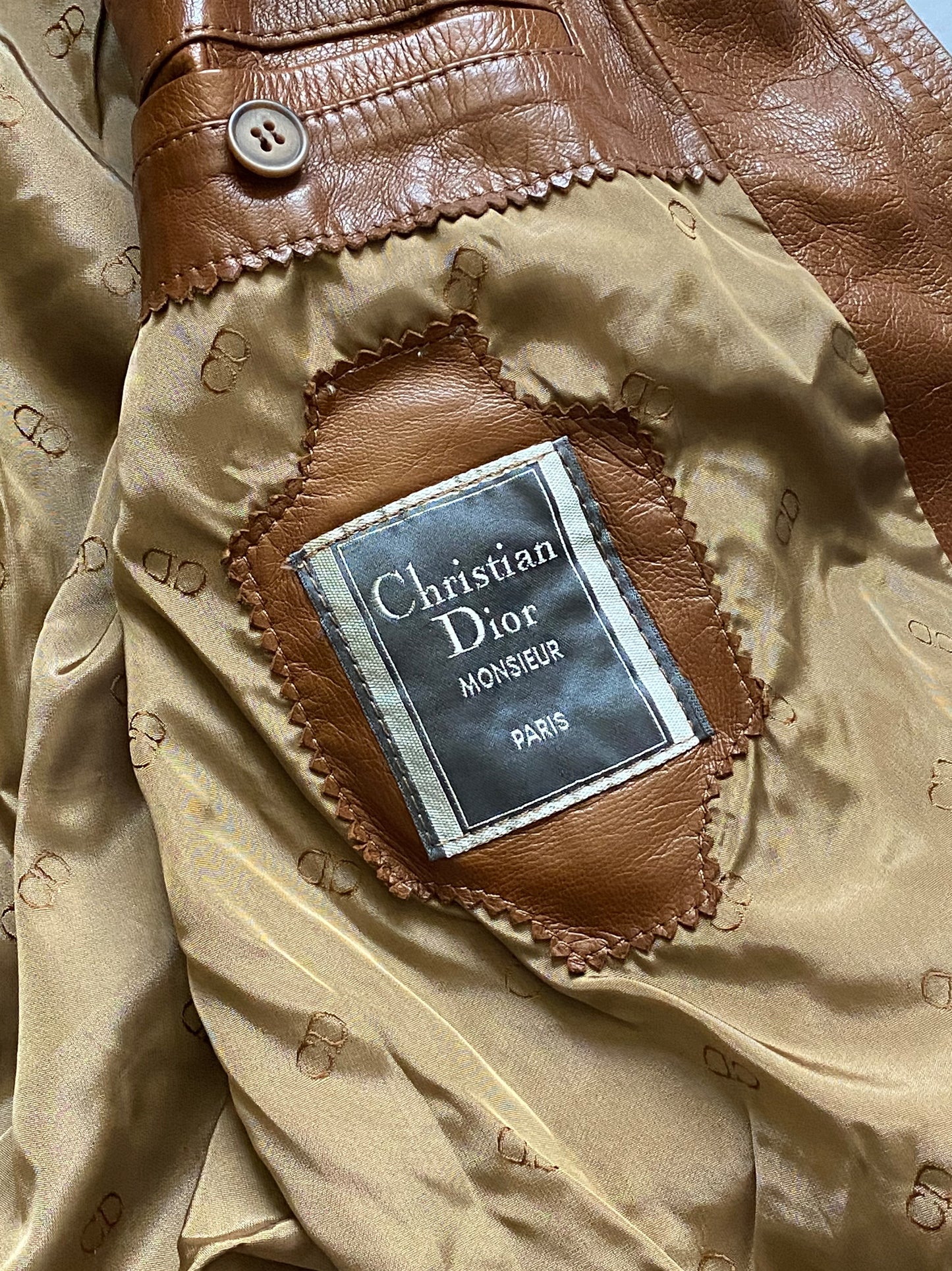 CHRISTIAN DIOR 1990's LEATHER ZIP-UP VEST. (44 / L)