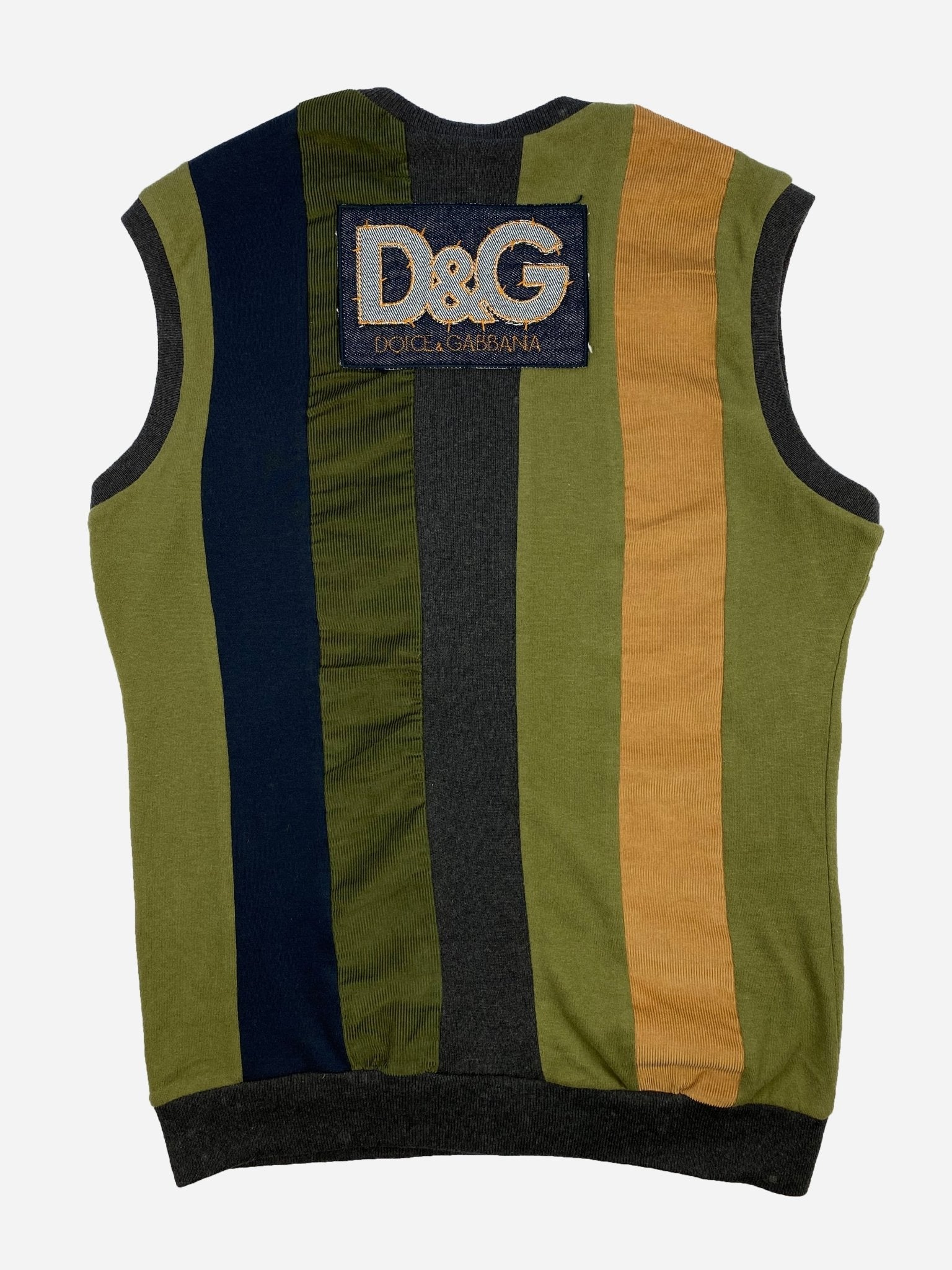 DOLCE & GABBANA 1990's STRIPED CORDUROY SWEATER VEST. (M) - SEVENUES.