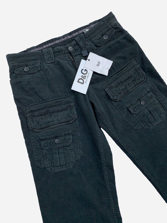 DOLCE & GABBANA ARCHIVE CORDUROY CARGO PANTS BLACK. (S) - SEVENUES.