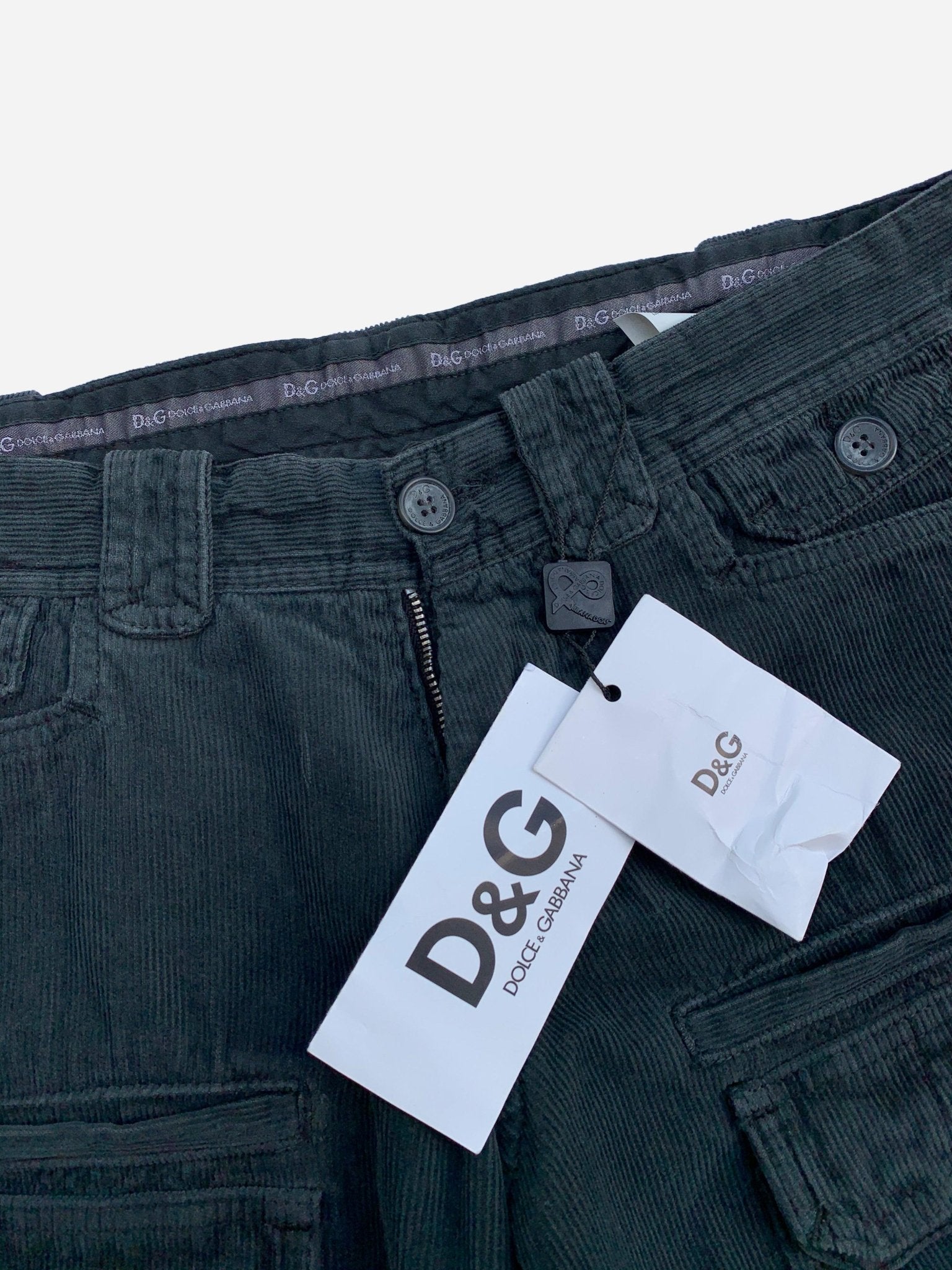 DOLCE & GABBANA ARCHIVE CORDUROY CARGO PANTS BLACK. (S) - SEVENUES.