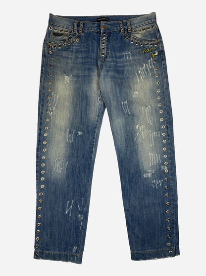 DOLCE & GABBANA ARCHIVE STUDDED 'STARS' DISTRESSED DENIM. (54 / L) - SEVENUES.