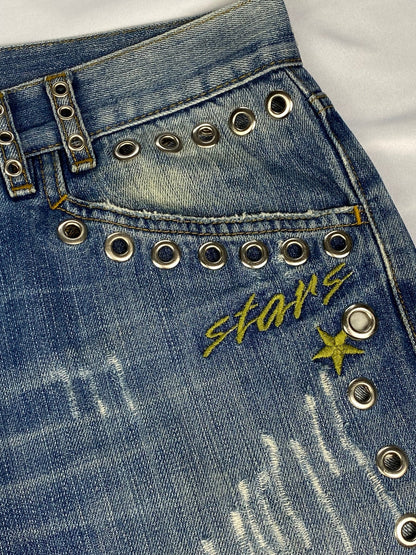 DOLCE & GABBANA ARCHIVE STUDDED 'STARS' DISTRESSED DENIM. (54 / L) - SEVENUES.