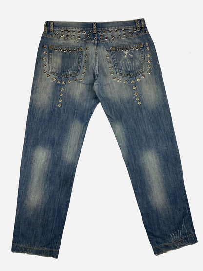 DOLCE & GABBANA ARCHIVE STUDDED 'STARS' DISTRESSED DENIM. (54 / L) - SEVENUES.