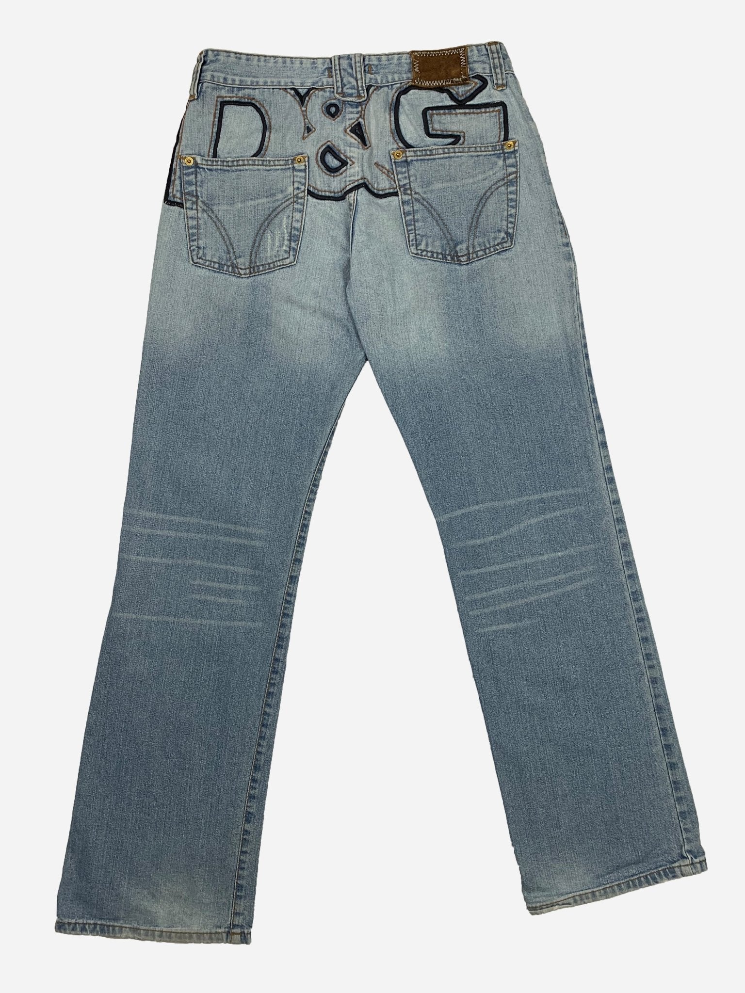 DOLCE & GABBANA 'D&G' EMBROIDERY LIGHT WASH FLARED DENIM. (30 / 32) - SEVENUES.