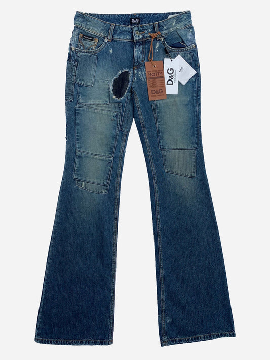 DOLCE & GABBANA FLARED 'HOTTY' PATCHWORK DENIM. (26) - SEVENUES.